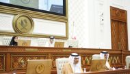 Shura Council Speaker H E Hassan bin Abdullah Al Ghanim chairs the weekly session of the Council, yesterday.