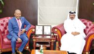 QC First Vice-Chairman Mohamed bin Ahmed bin Twar Al Kuwari with Uganda’s Special Envoy H E Rashid Yahya Simodou during the meeting.