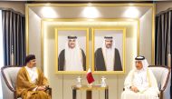 Minister of State for Foreign Affairs H E Sultan bin Saad Al Muraikhi with the Ambassador of the Sultanate of Oman H E Ammar bin Abdullah bin Sultan Al Busaidi in Doha.