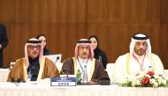 Shura Council members Eng. Ahmed bin Hitmi Al Hitmi (centre),  Yousuf bin Ahmed Al Sada and Nasser bin Mutrif Al Hammadi (right) at the Asian Parliamentary Assembly meeting.  