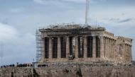 A photograph shows the Parthenon Temple at the top of the Acropolis hill in Athens on November 28, 2023. Greek Prime Minister Kyriakos Mitsotakis expressed his 