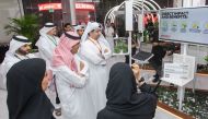 Ooredoo Qatar’s CEO Sheikh Ali bin Jabor Al Thani and the Secretary-General of the Horticultural Expo 2023 Doha Eng Mohamed Ali al Khouri with other officials at the opening of Ooredoo booth.