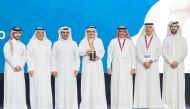 The Minister of State for Energy Affairs and the President and CEO of QatarEnergy H E Saad Sherida Al Kaabi and other officials along with Hamad Rashid Al Mohannadi.