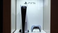 In this picture taken on May 9, 2022, a Sony Playstation 5 video game console is displayed at the company's headquarters in Tokyo. Photo by Philip FONG / AFP