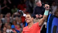 Spain's Rafael Nadal celebrates winning his men's singles match against Austria's Dominic Thiem at the Brisbane International tennis tournament in Brisbane on January 2, 2024. (Photo by William West / AFP)