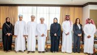 Chairperson of the National Human Rights Committee (NHRC) H E Maryam bint Abdullah Al Attiyah (fourth right) with the Omani delegation and other officials during the visit.
