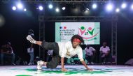 B-girl Vicky performs during the National Breakdance Competition held at the National Stadium Surulere in Lagos on January 15, 2024. (Photo by Benson Ibeabuchi / AFP)