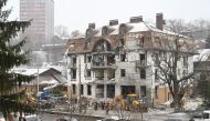 A photo shows a hotel destroyed after a missile attack in Kharkiv, on January 11, 2024, amid the Russian invasion of Ukraine. (Photo by SERGEY BOBOK / AFP)