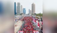 A view of runners during the marathon.