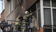 Firefighters intervene at the site of a fire in a residential building in Istanbul on April 2, 2024. Photo by OZAN KOSE / AFP