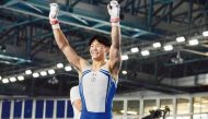 Chinese Taipei's Tang Chia-Hung celebrates yesterday