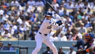 Shohei Ohtani #17 of the Los Angeles Dodgers bats against the New York Mets in the first inning at Dodger Stadium on April 20, 2024 in Los Angeles, California. (Photo by John MCCOY / GETTY IMAGES NORTH AMERICA / Getty Images via AFP)
