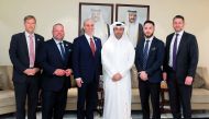 Minister of Municipality H E Abdullah bin Hamad bin Abdullah Al Attiyah with the mayors. 