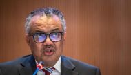 World Health Organization (WHO) Director-General Tedros Adhanom Ghebreyesus (R) delivers his speech on the opening day of the 77th World Health Assembly, in Geneva on May 27, 2024. Photo by Fabrice COFFRINI / AFP