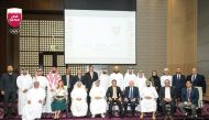 Officials pose for a photograph during the meeting of the National Olympic Committees of West Asian countries, in Doha yesterday.