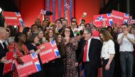 Britain's Labour Party leader Keir Starmer and his wife Victoria celebrate during a victory rally at the Tate Modern in London early on July 5, 2024. (Photo by Justin Tallis / AFP)