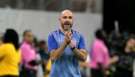 Ecuador's Spanish coach Felix Sanchez shouts instructions to his players at NRG Stadium in Houston, Texas, on July 4, 2024. (Photo by Juan Mabromata / AFP)