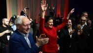 Sahra Wagenknecht, Leader of the new left-wing party Alliance Sahra Wagenknecht (BSW), receives applause from party members after her speech, during their first congress, in Berlin on January 27, 2024 (Photo by John MACDOUGALL / AFP)

