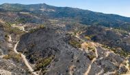 This aerial photograph shows a partially burnt forest area following a wildfire in the Sancakli village, in Turkey's western province of Izmir on August 18, 2024. (Photo by Yasin AKGUL / AFP)
