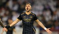 Al Sadd's Rafa Mujica celebrates after completing his hat-trick against Al Arabi yesterday. 
