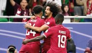 Almoez Ali (right) and Akram Afif (centre) will lead Qatar's attack during the World Cup qualifying games.    