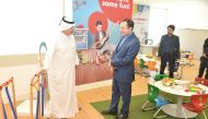 H E Dr. Ali Saleh Abadi, Ambassador of the Islamic Republic of Iran to the state of Qatar, and Sheikh Dr. Khalid bin Jabr Al Thani, Chairman of Qatar Cancer Society, during the meeting.