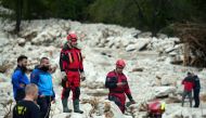 Rescuers search for survivors near Neretva river canyon, following heavy rains in the village of Donja Jablanica, about 50 kilometres south-west of Sarajevo on October 5, 2024. Photo by ELVIS BARUKCIC / AFP
