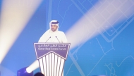 Minister of Municipality H E Abdullah bin Hamad bin Abdullah Al Attiyah addressing the event, yesterday.