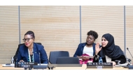 Deputy Speaker of the Shura Council and representative of the Arab Group in the preparatory committees H E Dr. Hamda bint Hassan Al Sulaiti (right) with other participants at the event.