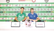 Al Ahli coach Igor Biscan (right) and defender Amin Tihi ahead of a press conference.  