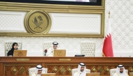 Speaker H E Hassan bin Abdulla Al Ghanim chairing Shura Council's regular weekly session yesterday.