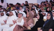 Vice Chairperson and CEO of Qatar Foundation H E Sheikha Hind bint Hamad Al Thani;  Minister of Social Development and Family H E Buthaina bint Ali Al Jabr Al Nuaimi; Minister of State and President of Qatar National Library H E Dr. Hamad bin Abdulaziz Al Kawari and other dignitaries during the ceremony.