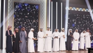 Minister of Culture H E Sheikh Abdulrahman bin Hamad Al Thani honouring the winners. 
