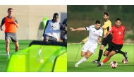 Al Duhail’s Almoez Ali (left) along with teammates takes part in a training session on Monday January 6, 2025; and (right) Al Sadd played several friendlies during the winter break. 