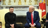 US President Donald Trump and Ukraine's President Volodymyr Zelensky meet in the Oval Office of the White House in Washington, DC, February 28, 2025. Photo by SAUL LOEB / AFP.