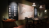 A photograph taken on April 3, 2025 shows a recreation of the double cross operation room from circa 1944, displayed at the 