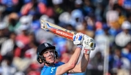 (Files) England's Harry Brook watches the ball after playing a shot during the second one-day international (ODI) cricket match between India and England at the Barabati Stadium in Cuttack on February 9, 2025. (Photo by Dibyangshu Sarkar / AFP) 