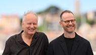 Swedish actor Stellan Skarsgard and Norwegian director and screenwriter Joachim Trier pose during a photocall for the film 