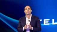 (Files) Stellantis North America COO and Jeep CEO Antonio Filosa speaks during Stellantis press conference in Los Angeles, California, November 21, 2024. (Photo by Etienne Laurent / AFP)