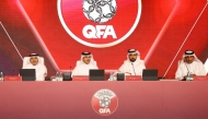 Qatar Football Association President Jassim bin Rashid Al-Buainain (second left) chairs the 2025 General Assembly meeting.
