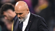 (FILES) Italy's head coach Luciano Spalletti reacts after the final whistle of the UEFA Nations League quarter-final second leg football match Germany v Italy at the Signal Iduna Park stadium in Dortmund, western Germany on March 23, 2025. (Photo by Kirill KUDRYAVTSEV / AFP)
