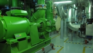 (Files) This photograph shows pipes and pumps at the Climespace 