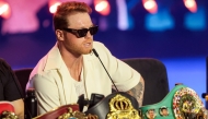 Mexico's boxer Canelo Alvarez gives a press conference in Riyadh on June 20, 2025 ahead of his super-middleweight title fight against Terence Crawford. (Photo by Fayez Nureldine / AFP)