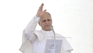 Pope Leo XIV addresses the crowd for the Angelus prayer in The Vatican on June 15, 2025. Photo by Filippo MONTEFORTE / AFP.

