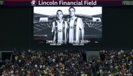 A view of a screen with an image of Liverpool's Portuguese forward Diogo Jota and his brother Andre Silva, who passed away after a car crash, ahead of the FIFA Club World Cup 2025 quarterfinal football match between Brazil's Palmeiras and England's Chelsea at the Lincoln Financial Field Stadium in Philadelphia on July 4, 2025. (Photo by FRANCK FIFE / AFP)