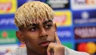 Barcelona's Spanish forward Lamine Yamal addresses a press conference on the eve of the UEFA Champions League semi-final first leg football match between FC Barcelona and Inter Milan at the Joan Gamper training ground in Sant Joan Despi, near Barcelona, on April 29, 2025. Photo by LLUIS GENE / AFP