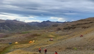 This image by Hans Püschel, obtained from Universidad de Chile on August 11, 2025, shows Paleontologists working in the Rio de la Chinas valley, in the Magallanes region of Chile, on February 19, 2023. (Photo by Hans Püschel / Universidad de Chile / AFP) 