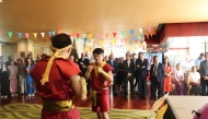 Attendees watch a Muay Thai demonstration at the event.