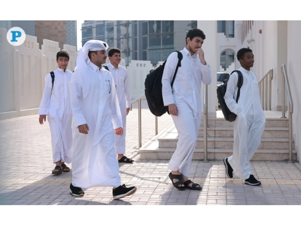 File photo of student heading to their school in Qatar. 