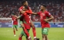 Morocco's midfielder Azzedine Ounahi celebrates scoring with teammates during the FIFA World Cup 2026 Group E African qualification football match between Morocco and Niger at the Prince Moulay Abdellah Sports Complex in Rabat on September 5, 2025. (Photo by Abdel Majid Bziouat / AFP)